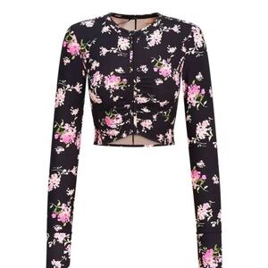 LoveShackFancy Black and Pink Floral Crop Top